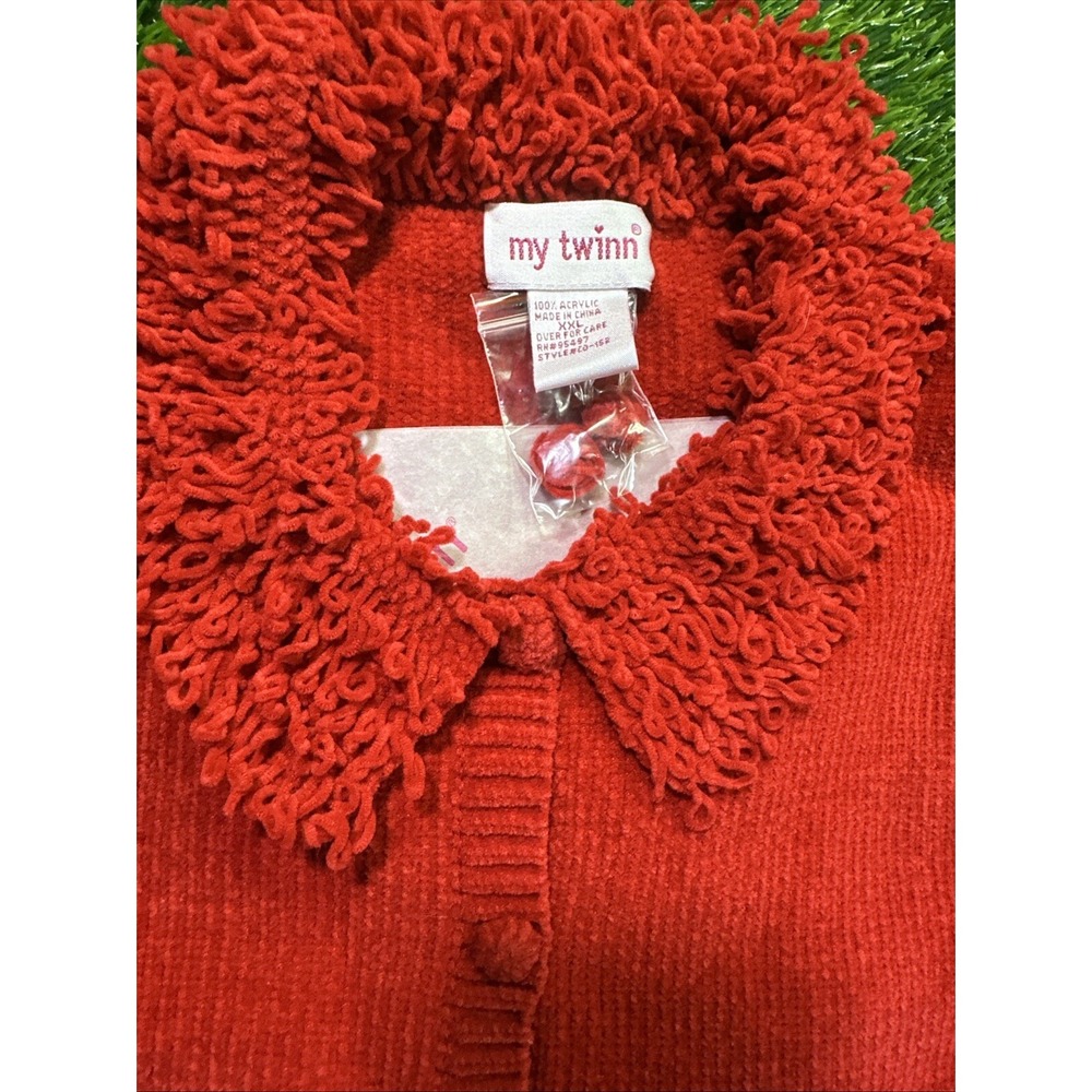 My Twinn Girl Sized XXL Up Town Red Chenille Knit Fringe‎ Sweater NEW - Picture 4 of 9